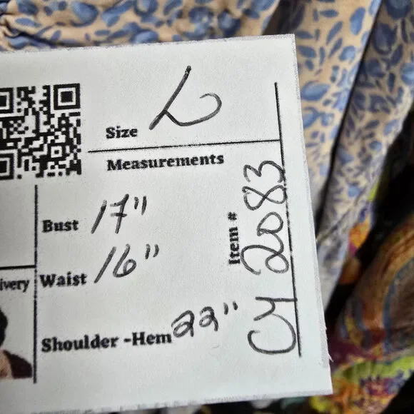 Japna Blue Animal Print V Neck Flutter Sleeve Top Size L - Picture 8 of 8